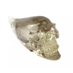 Escultura artística de cristal tallada a mano personalizada, citrino, forma única, calaveras de cristal con cabeza larga - Product Image 2