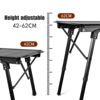 Nouvelle conception 2026 – Table de pique-nique pliable extra longue pour extérieur, en aluminium noir, pour barbecue IGT, table de camping réglable en hauteur