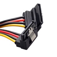 90 °   Cable divisor de alimentación SATA de ángulo recto macho a hembra 1 a 2 con clip de resorte