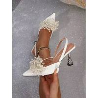 Sandales à talons hauts pour femme, à bout pointu, à bride arrière, ornées de cristaux scintillants, idéales pour les soirées – Nouveauté très prisée