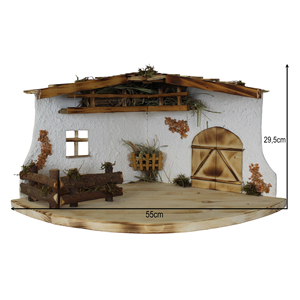 Establo de Madera Hecho a Mano ZICOM Alemania 55x35.5x29.5cm con Puerta, Figura y Juguete Navideño Único para Figuras de Granja de 8-12cm - Product Image 2
