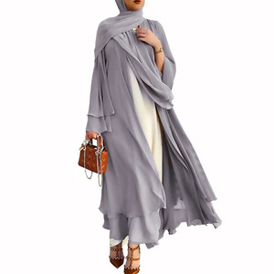 Zifeng OEM Árabe Dubái Modesto <span class=keywords><strong>Bebe</strong></span> Niña Eid Elegante Vestido Cardigan Liso de <span class=keywords><strong>Gasa</strong></span> Transpirable Poliéster Abaya CE - Product Image 4