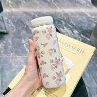 Mini-gobelet isotherme portable en acier inoxydable, style Ins, à motif floral, compact, pour le sport