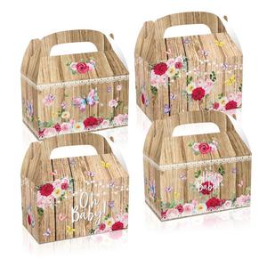 <span class=keywords><strong>OH</strong></span> BABY HEY Boîte de papier cadeau bonbon anniversaire fleur papillon rouge avec poignée Emballage imprimé personnalisé pour fournitures de fête de mariage - Product Image 5