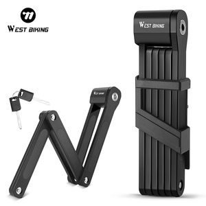 WEST BIKING Six-Section Alloy Steel <strong>Portable</strong> Bicycle Folding <strong>Lock</strong> Anti-Theft Secure Bike Cycling Foldable <strong>Lock</strong> - Product Image 1