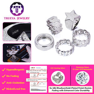 Bague Cubaine Moissanite Éternité Style Hip Hop Homme Bijoux Fins en Argent Sterling <span class=keywords><strong>925</strong></span> Moissanite Glacée Façon Diamant, Vente en Gros Usine Personnalisée - Product Image 2