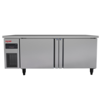 Lemari Pendingin & Freezer Komersial 2 Pintu di Bawah Meja Kerja, Bahan Stainless Steel, untuk Hotel, Restoran, Dapur