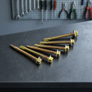 Vis autoperceuses à tête hexagonale PDC, classe 8, finition zinc, matériau acier laiton, filetage standard, pour construction et toiture, modèle 1 (pouces) - Product Image 2