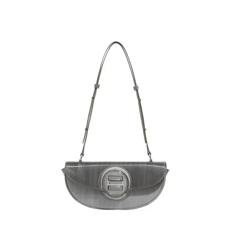 High -end luxury shoulder women's bag crescent gray niche design large -capacity messenger bag