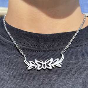 Fashionable Simple Hollow Out Stainless Steel Jewelry butterfly <b>Necklace</b> for Women - Product Image 3