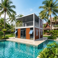 Villa de luxe moderne à deux étages en conteneurs d'acier, maison de vacances modulaire préfabriquée, assemblage rapide, 2 chambres, double étage