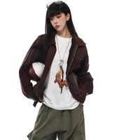 Automne américain Veste à revers en denim délavé pour femmes, style streetwear vintage, design déchiré, technique délavée pour l'hiver