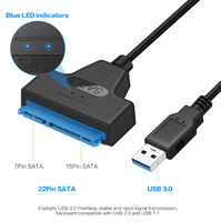 Cavo USB 3.0 a SATA con rivestimento in PVC, adattatore connettore IDE SATA per computer, per disco rigido da 2,5 pollici, cavo dati da USB a SATA