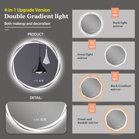 Miroir de salle de bain mural vertical anti-givre avec éclairage LED, rond, avec interrupteur tactile