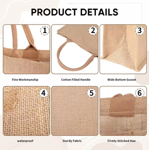 Customizable Burlap Tote Bags Various Styles Jute Material Meet Different Customer Needs Cartoon Pattern Type According <strong>Drawings</strong> - Product Image 2