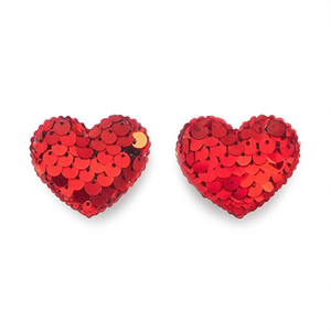 Adorno Navideño en Forma de Corazón Ilan, Lentejuela Roja de 3x4mm, 2 Piezas, Decoración - Product Image 1