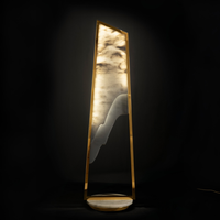 Lampe de table LED moderne de luxe en acier inoxydable et pierre nuageuse pour salon, chambre et hôtel – Lampe de table en marbre