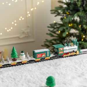 Christmas Decoration Electric Track <b>Train</b> Steam Locomotive Vintage Toy <b>for</b> Kids Christmas <b>Tree</b> Hanging Ornament Gift Set - Product Image 3