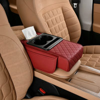 Coussin d'accoudoir universel de luxe personnalisé pour console centrale de voiture avec housse en cuir, sac de rangement, porte-gobelet et boîte à mouchoirs – Vente en gros