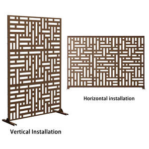 亜鉛メッキ鋼板レーザーカットプライバシースクリーン、スタンド付き自立式防水プライバシーパネル、デッキパティオバルコニー用-モダンデザイン - Product Image 3