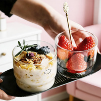 Gobelet empilable en verre borosilicate moderne et minimaliste pour fruits et yaourts, avec motif décoratif, compatible lave-vaisselle et micro-ondes, sans danger pour les aliments