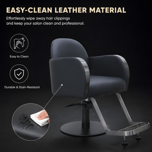 Sillón de Peluquería Hidráulico Moderno con Acabados Negros, Sillón de Estilismo Profesional de Cuero PU para Salón de Belleza, Muebles de Peluquería - Product Image 2