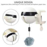 Jouet robot électrique interactif pour animaux de compagnie d'intérieur pour chats et chiens, balle en peluche durable, jouet à fixation par pince à cordon réglable