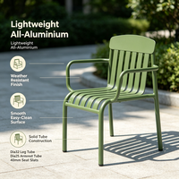 Fauteuil à lattes en aluminium, structure entièrement en aluminium thermolaqué, chaise de jardin, de terrasse ou de bistrot empilable pour l'extérieur