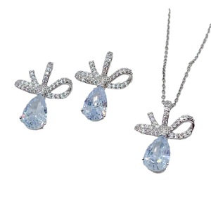 Conjunto de joyas de acero inoxidable brillante para mujer, collar con colgante de lágrima de circón chapado en oro de 18 quilates y pendientes, conjunto de regalo - Product Image 5