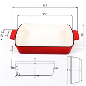 Poêle rectangulaire en <span class=keywords><strong>fonte</strong></span> <span class=keywords><strong>émaillée</strong></span> non revêtue Modèle GY-J0011 pour poisson au four et pain - Product Image 3