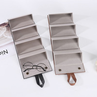 Étui de voyage pliable en cuir pour lunettes de soleil multiples, boîte de rangement portable pour lunettes, présentoir à lunettes