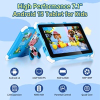 Tablet Anak Tangguh RTS Murah 7'' MTK Android 13 Baru 4+128GB SIM/WiFi Tablet Edukasi Pelajar dengan USB-C