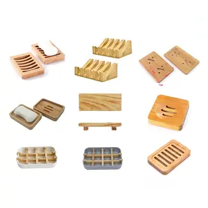 ECO Wholesale OEM Natural Bamboo and Wood Soap Box and Holder Bathroom Shower Bamboo Soap Case for Bathroom