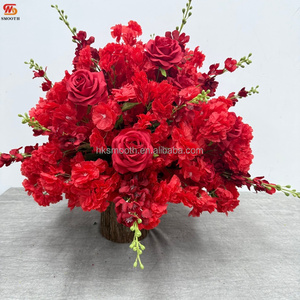 SMOOTH Nueva Bola de Flores Artificiales de Amaranto Rojo Burdeos de 55 cm, Centro de Mesa Floral para Bodas - Product Image 1