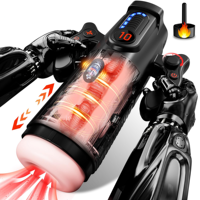 Handlicher Penis-Trainer mit zusätzlicher Stimulation, schneller Erwärmung, Blas-, Saug- und Stoßfunktion, elektronischer männlicher Masturbator