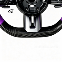 Volant de voiture en cuir plat en fibre de carbone violet personnalisé, adapté aux Mercedes W204 W205 W213 W211 W212 G63 CLA AMG
