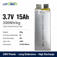 Cellule Pouch ULi 3.7V 15Ah 350Wh/kg à Haute Densité Énergétique Semi-Solide, Décharge Maximale 5C NMC, 300 Cycles pour Drones UAV