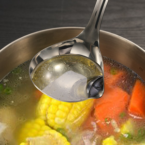 Cuillère séparatrice d'huile en acier inoxydable 304 transfrontalière, cuillère filtrante anti-brûlure, avec bec verseur, séparateur d'huile et de soupe - Product Image 2