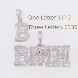 2024 regalos de Año Nuevo nombre asequible letras iniciales colgante Moissanite nombre colgante personalizado plata Hip Hop Rock regalos de Navidad - Product Image 2