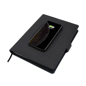 Batterie externe à charge sans fil haute vitesse, accessoire promotionnel pour ordinateur portable, avec couverture en cuir de qualité pour les managers - Product Image 3