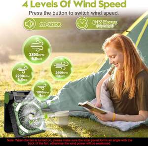 Ventilateur solaire portable multifonctionnel pliable à énergie solaire avec lumières LED pour <span class=keywords><strong>camping</strong></span> et tente extérieure – Vente directe usine - Product Image 2