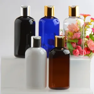 IBELONG Hot Sale 250ml Blue White Amber Clear Black Short Fat Cosmetic PET Plastic Bottle with UV Press Cap Packaging Supplier