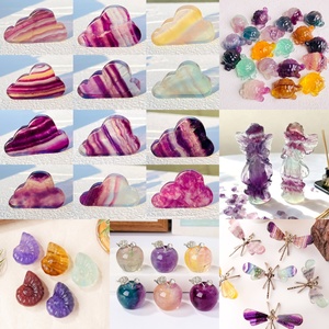 หินฟลูออไรต์สีรุ้งธรรมชาติ รูปทรงนางฟ้า หินบำบัด คริสตัลหลากสี แกะสลักรูปสัตว์ขนาดเล็ก สำหรับตกแต่ง - Product Image 2