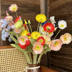 Fleurs artificielles de pavot Jinxi en soie, réalistes, pour vase, décoration de mariage, maison, accessoires de photographie extérieure - Product Image 1