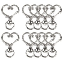 Lot de fermoirs porte-clés pivotants en forme de cœur, clips en métal, mousquetons en alliage doré, boucles de suspension, accessoires pour porte-clés faits main