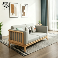Canapé en bois et tissu, style log, fabriqué en usine, meilleur prix, personnalisable, en stock, livraison directe, nouveau design, meubles de salon.