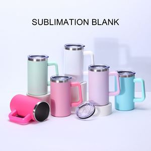 Mug de voyage en acier inoxydable gravé au laser sur mesure, revêtement en poudre, plaqué cuivre, 20 oz, gobelet coloré avec poignée amovible - Product Image 3