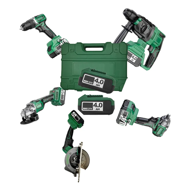 21V Cordless Lithium Battery Five-Piece Power Tool Set Maintenance Tool Sets Electric Drill Wrench