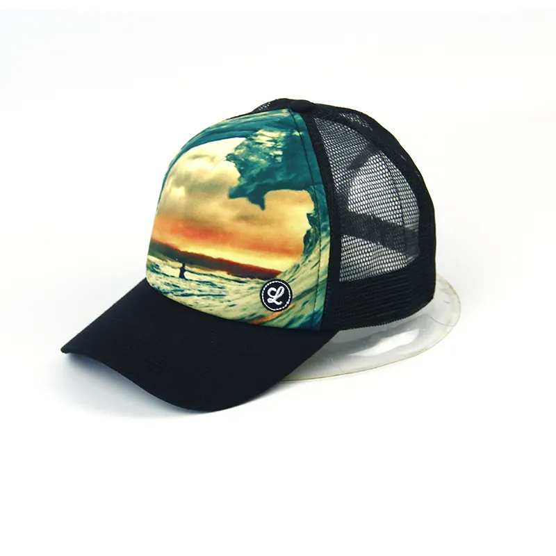 Hot Sale Sublimation gedruckt Trucker Mesh Cap, Logo benutzer definierte Sport kappe
