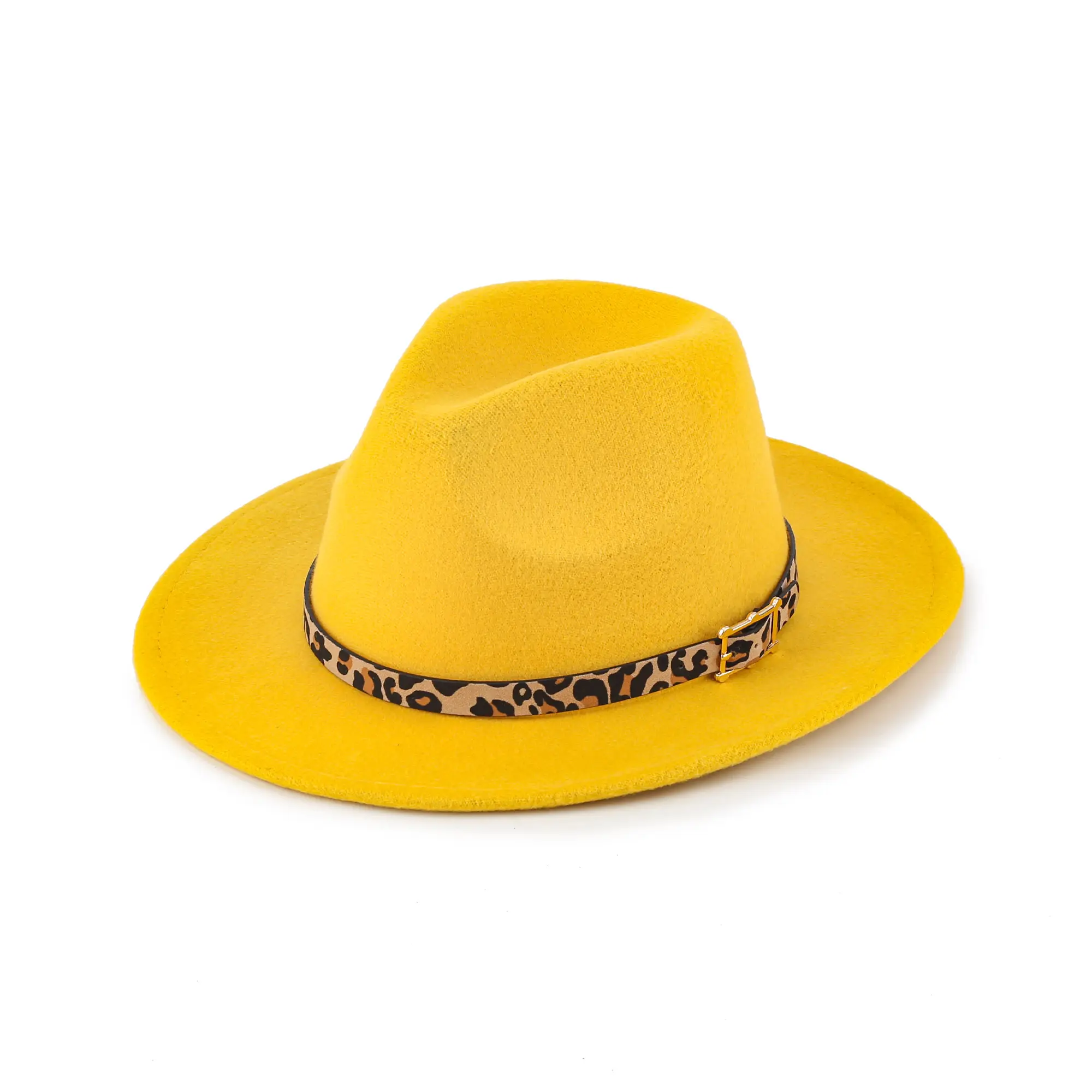 폴리 에스터 정장 따뜻한 맞는 모자 도매 페도라 모자 데님 모자 표범 복고풍 검은 양 인쇄 모직 탑 캡